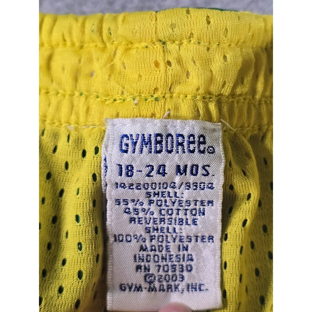 Y2K Gymboree Toddler Green Yellow Reversible Athletic Track Shorts 18-24m 2003